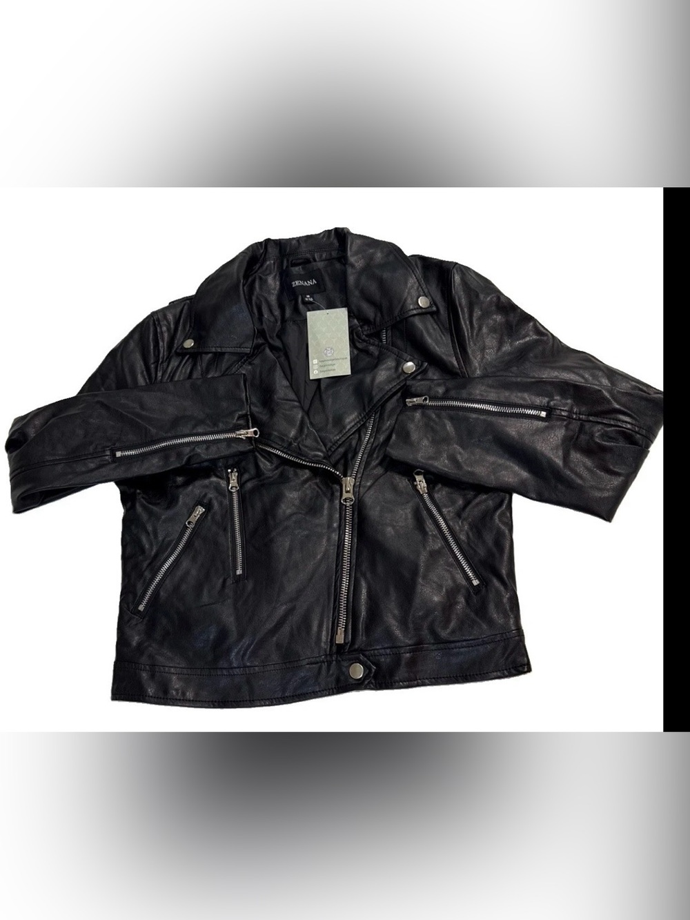 Zenana Black Began Leather Moro Jacket New With Tags Size M